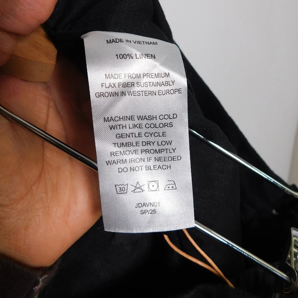Quince 100% European Linen Wide Leg Trouser Black Size 16 NWT JDAVN01